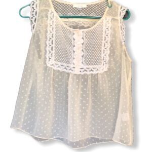 Millau (LF) Sheer Lace & Dots Top‎ Ivory